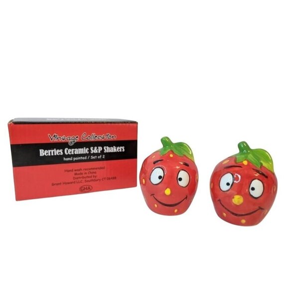 Vintage Collection Berries Ceramic Salt Pepper Shakers Hand Painted Grant Howard - Picture 6 of 10